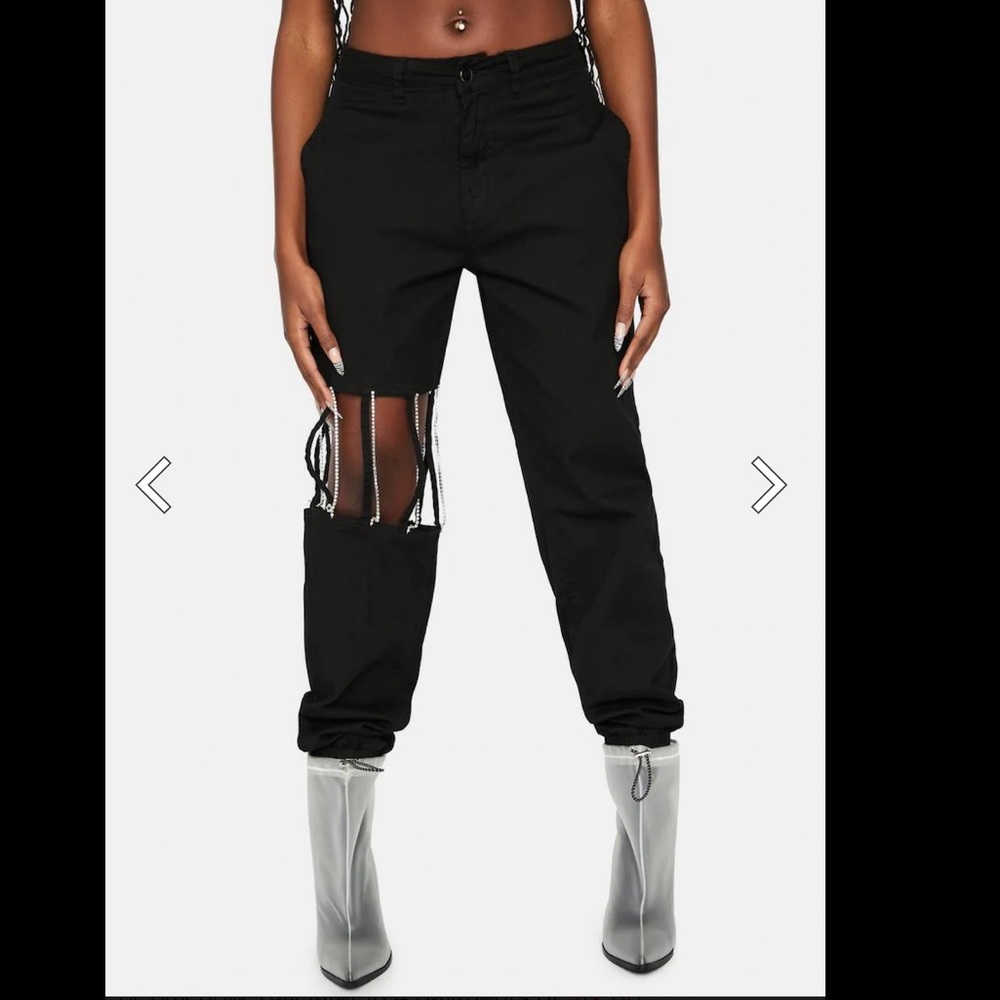 American Bazi cutout rhinestone cargo pants